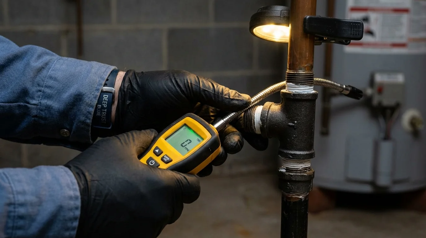 Gas leak detection with electronic sniffer by Johns Plumbing LLC in Carbondale